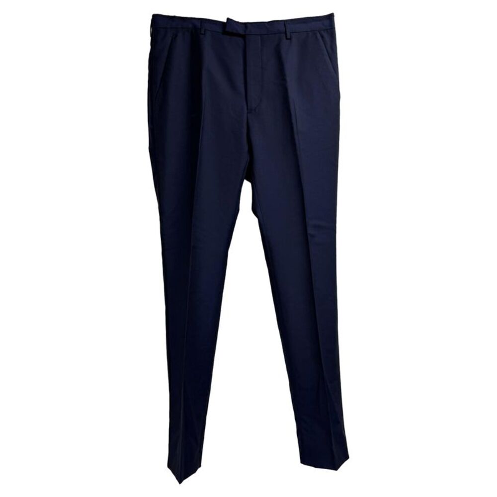 Prada Straight Leg Pants in Navy Blue Wool